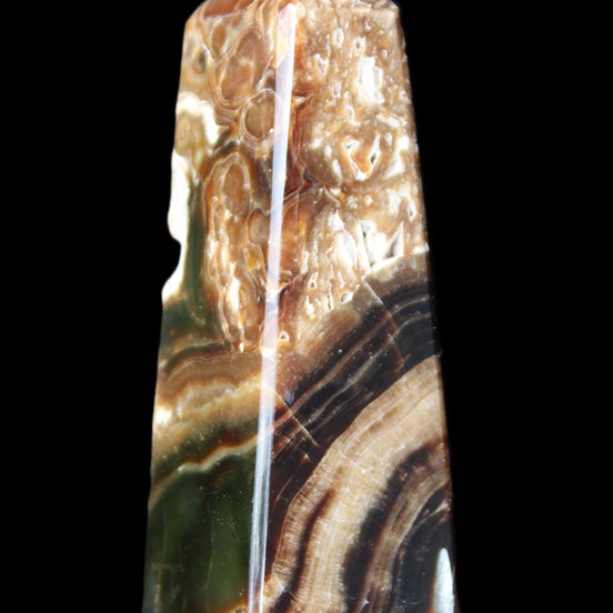 Chocolate Calcite obelisk 111*35mm 208g in UV light - Rocks and Things Store