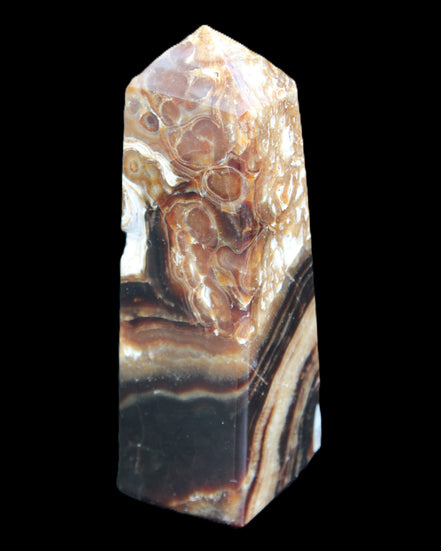 Chocolate Calcite obelisk 111*35mm 208g in UV light - Rocks and Things Store