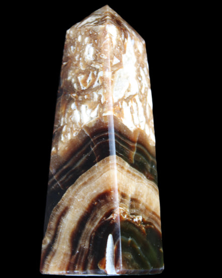 Chocolate Calcite obelisk 111*35mm 208g in UV light - Rocks and Things Store