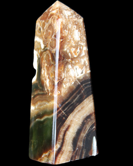Chocolate Calcite obelisk 111*35mm 208g in UV light - Rocks and Things Store