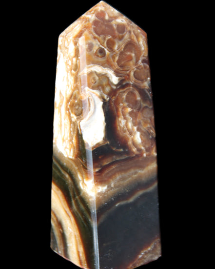 Chocolate Calcite obelisk 111*35mm 208g in UV light - Rocks and Things Store