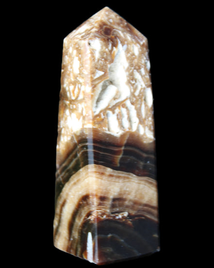 Chocolate Calcite obelisk 111*35mm 208g in UV light - Rocks and Things Store