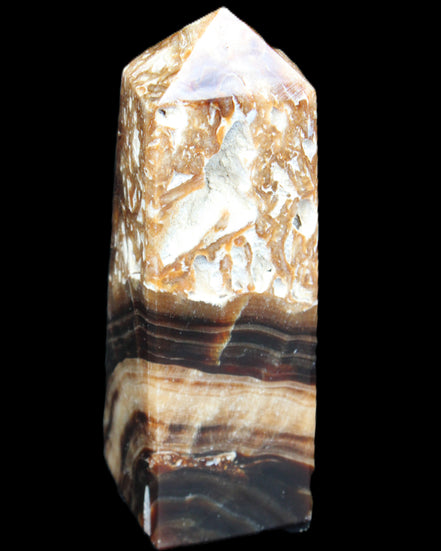 Chocolate Calcite obelisk 111*35mm 208g in UV light - Rocks and Things Store