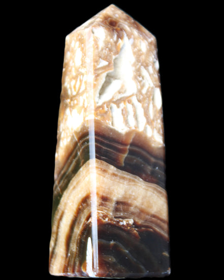 Chocolate Calcite obelisk 111*35mm 208g in UV light - Rocks and Things Store