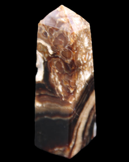 Chocolate Calcite obelisk 111*35mm 208g in UV light - Rocks and Things Store