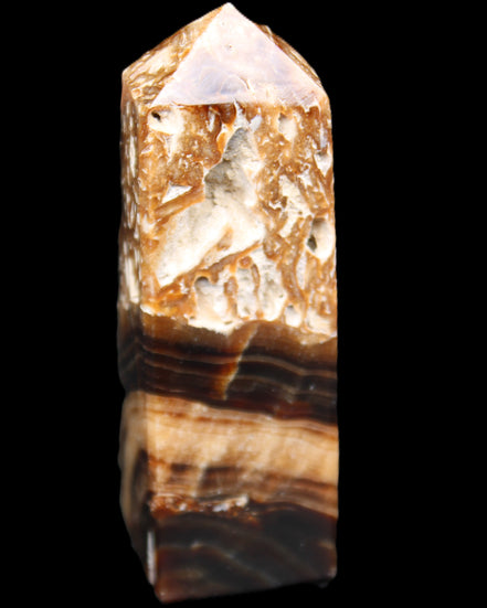 Chocolate Calcite obelisk 111*35mm 208g in UV light - Rocks and Things Store