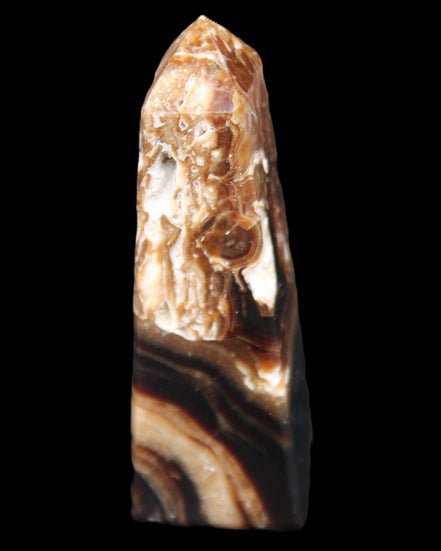 Chocolate Calcite obelisk 111*35mm 208g in UV light - Rocks and Things Store