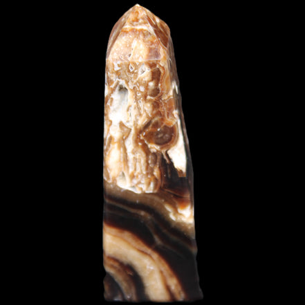 Chocolate Calcite obelisk 111*35mm 208g in UV light - Rocks and Things Store