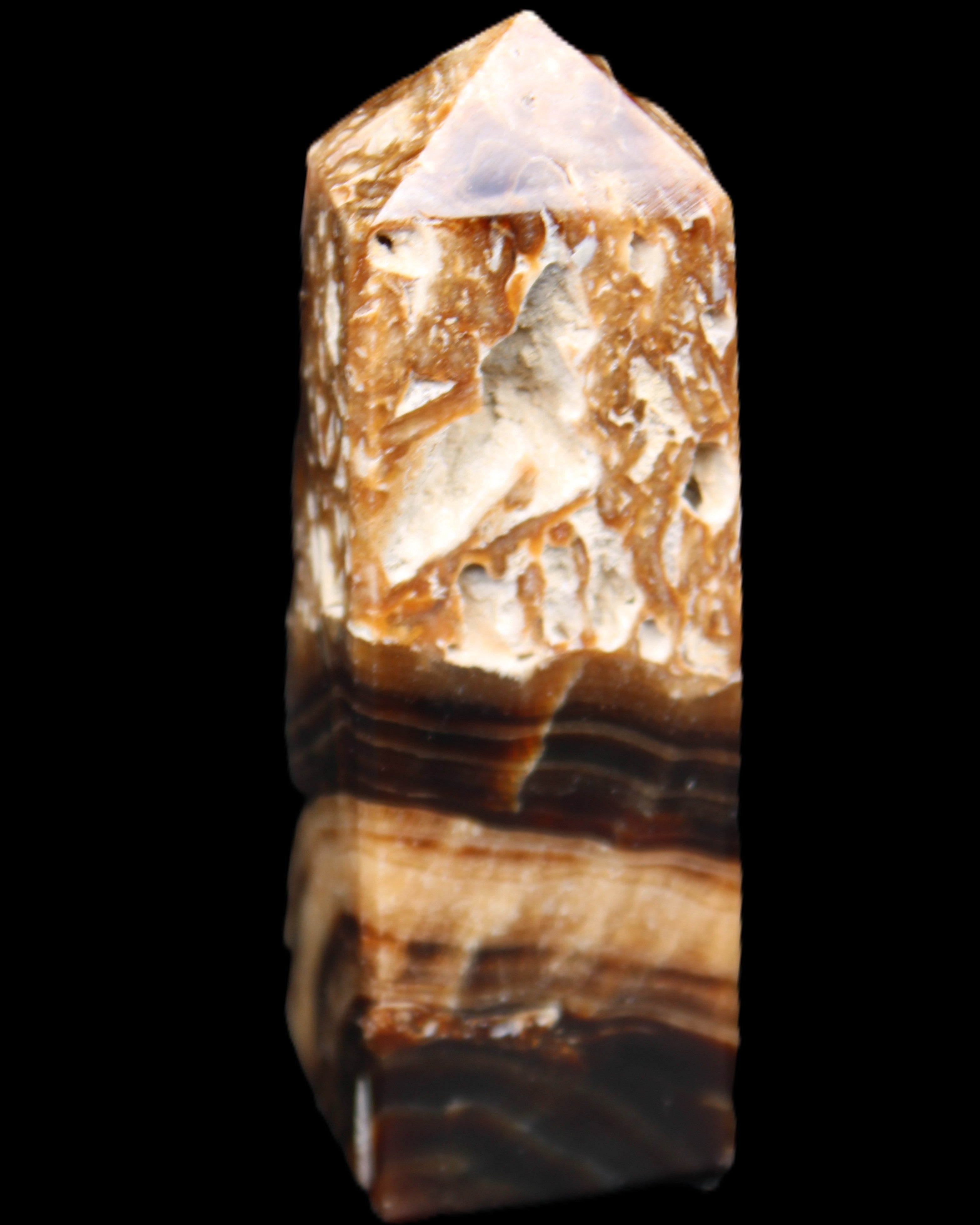Chocolate Calcite obelisk 111*35mm 208g in UV light - Rocks and Things Store