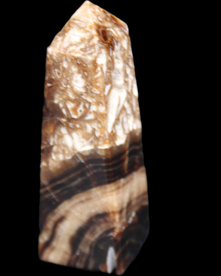 Chocolate Calcite obelisk 111*35mm 208g in UV light - Rocks and Things Store