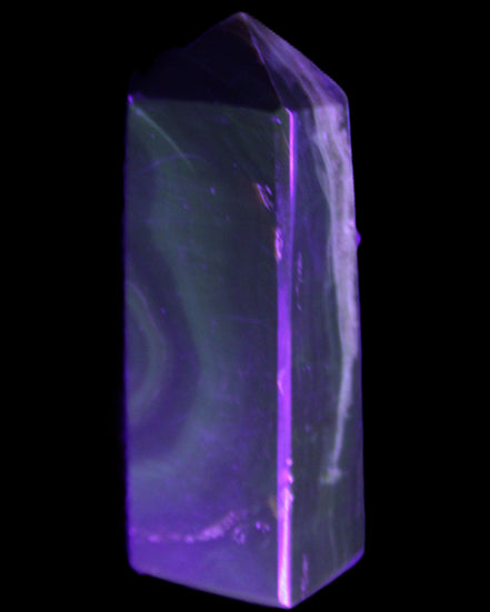 Chocolate Calcite obelisk 93*33mm 177g in UV light - Rocks and Things Store