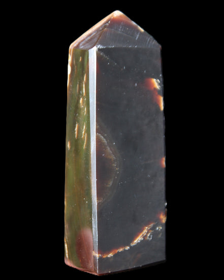 Chocolate Calcite obelisk 93*33mm 177g in UV light - Rocks and Things Store