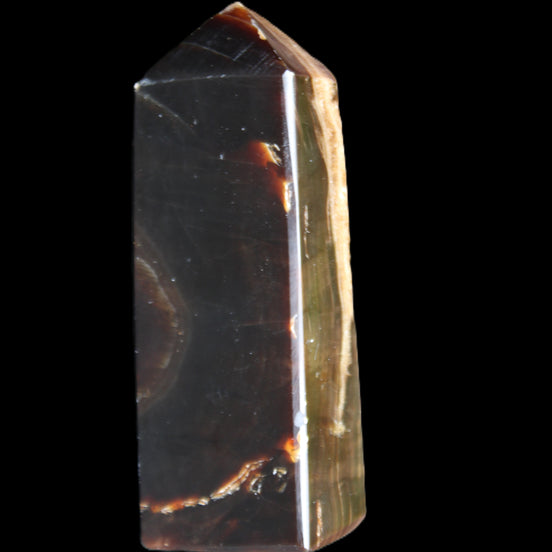 Chocolate Calcite obelisk 93*33mm 177g in UV light - Rocks and Things Store