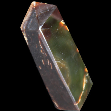 Chocolate Calcite obelisk 93*33mm 177g in UV light - Rocks and Things Store