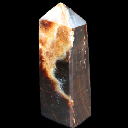 Chocolate Calcite obelisk 93*33mm 177g in UV light - Rocks and Things Store