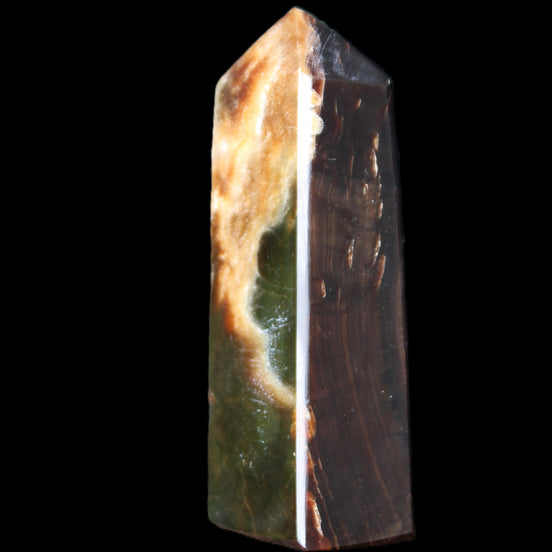 Chocolate Calcite obelisk 93*33mm 177g in UV light - Rocks and Things Store