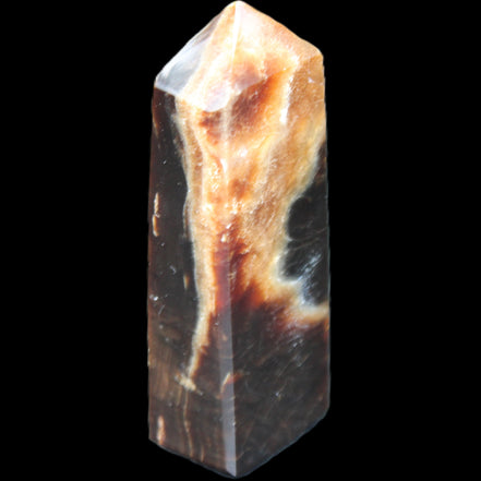 Chocolate Calcite obelisk 93*33mm 177g in UV light - Rocks and Things Store