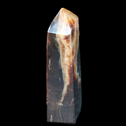 Chocolate Calcite obelisk 93*33mm 177g in UV light - Rocks and Things Store