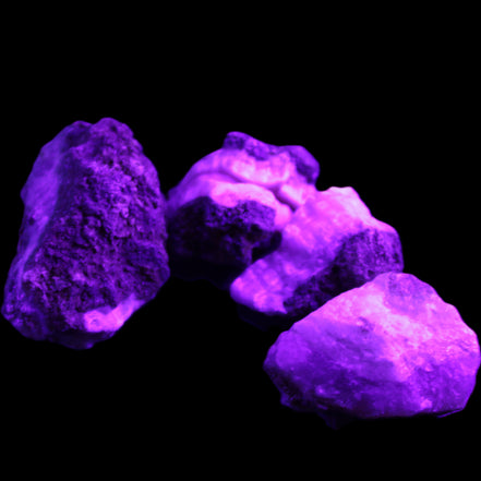 Pink Aragonite with ironstone 4 stones 40-58mm 175g in UV light - Rocks and Things Store