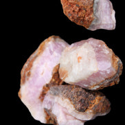 Pink Aragonite with ironstone 4 stones 40-58mm 175g in UV light - Rocks and Things Store