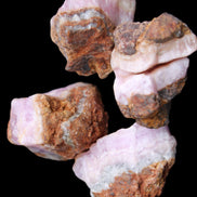 Pink Aragonite with ironstone 4 stones 40-58mm 175g in UV light - Rocks and Things Store