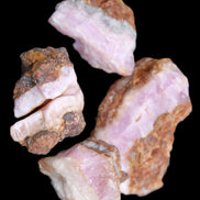 Pink Aragonite with ironstone 4 stones 40-58mm 175g in UV light - Rocks and Things Store