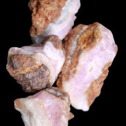 Pink Aragonite with ironstone 4 stones 40-58mm 175g in UV light - Rocks and Things Store