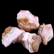 Pink Aragonite with ironstone 4 stones 40-58mm 175g in UV light - Rocks and Things Store