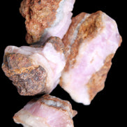 Pink Aragonite with ironstone 4 stones 40-58mm 175g in UV light - Rocks and Things Store