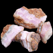 Pink Aragonite with ironstone 4 stones 40-58mm 175g in UV light - Rocks and Things Store