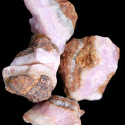 Pink Aragonite with ironstone 4 stones 40-58mm 175g in UV light - Rocks and Things Store