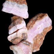 Pink Aragonite with ironstone 4 stones 40-58mm 175g in UV light - Rocks and Things Store