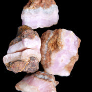 Pink Aragonite with ironstone 4 stones 40-58mm 175g in UV light - Rocks and Things Store