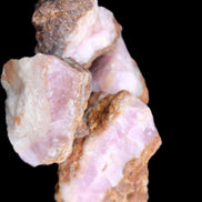 Pink Aragonite with ironstone 4 stones 40-58mm 175g in UV light - Rocks and Things Store