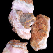 Pink Aragonite with ironstone 4 stones 40-58mm 175g in UV light - Rocks and Things Store