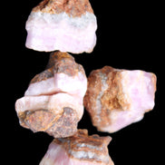 Pink Aragonite with ironstone 4 stones 40-58mm 175g in UV light - Rocks and Things Store