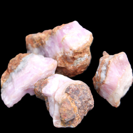 Pink Aragonite with ironstone 4 stones 40-58mm 175g in UV light - Rocks and Things Store