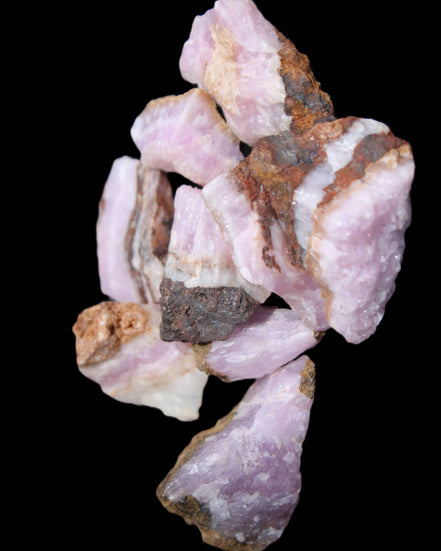 Pink Aragonite 9 small stones 23-35mm 77g in UV light - Rocks and Things Store