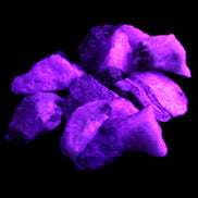 Pink Aragonite 9 small stones 23-35mm 77g in UV light - Rocks and Things Store