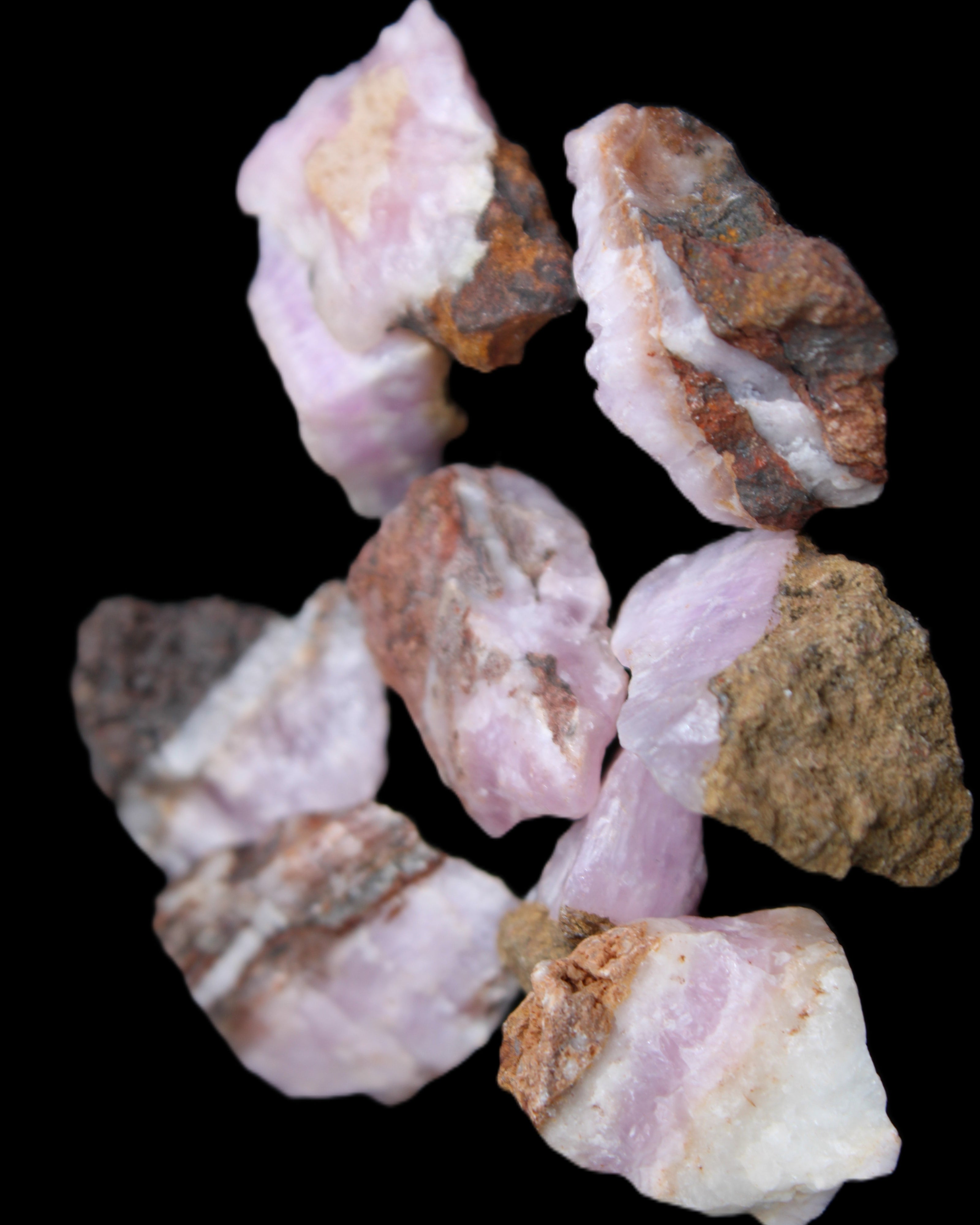 Pink Aragonite 9 small stones 23-35mm 77g in UV light - Rocks and Things Store