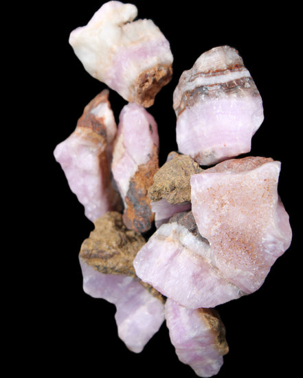 Pink Aragonite 9 small stones 23-35mm 77g in UV light - Rocks and Things Store