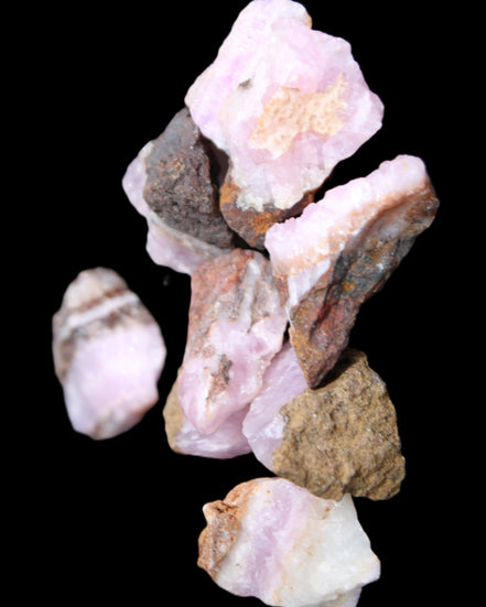 Pink Aragonite 9 small stones 23-35mm 77g in UV light - Rocks and Things Store