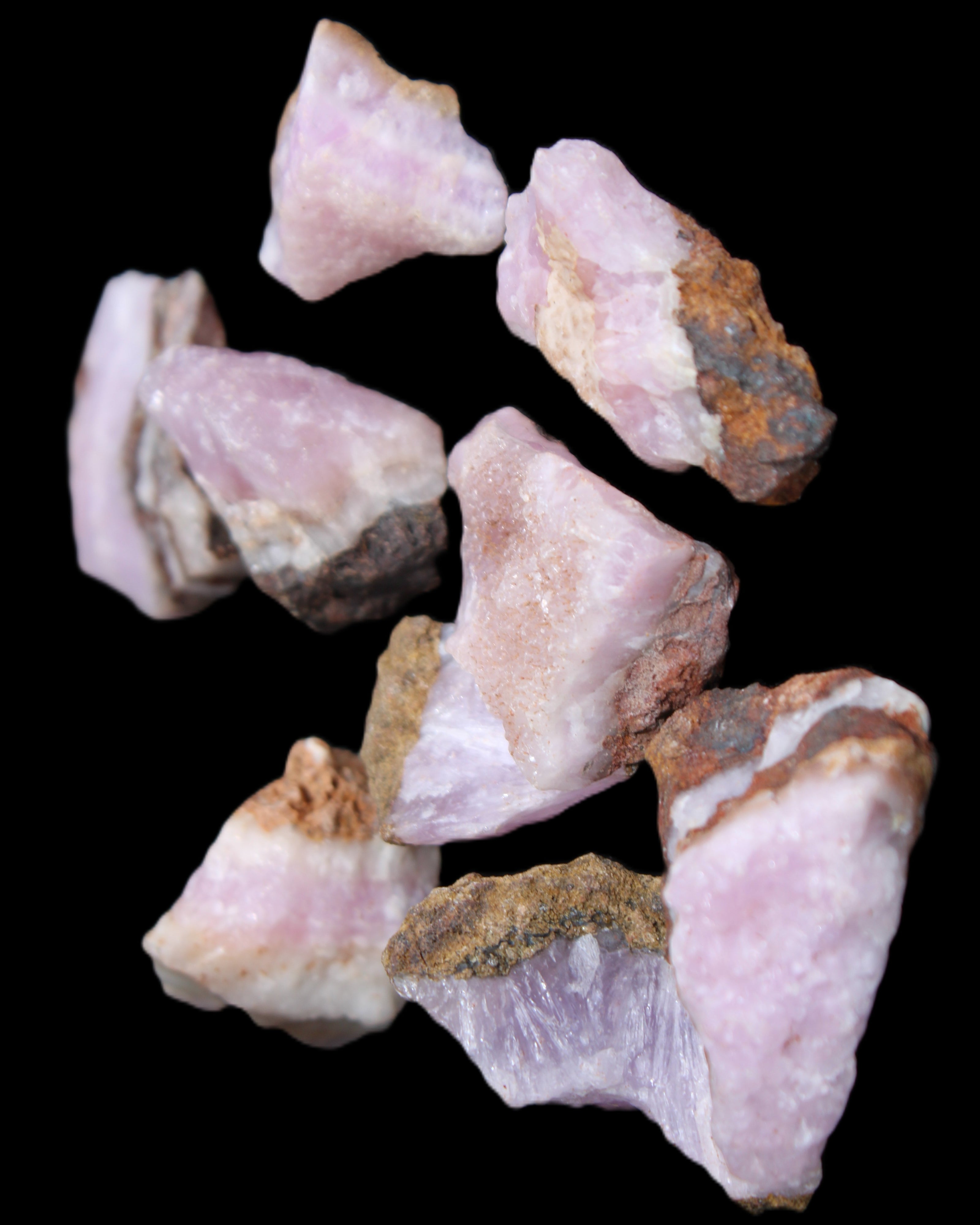 Pink Aragonite 9 small stones 23-35mm 77g in UV light - Rocks and Things Store
