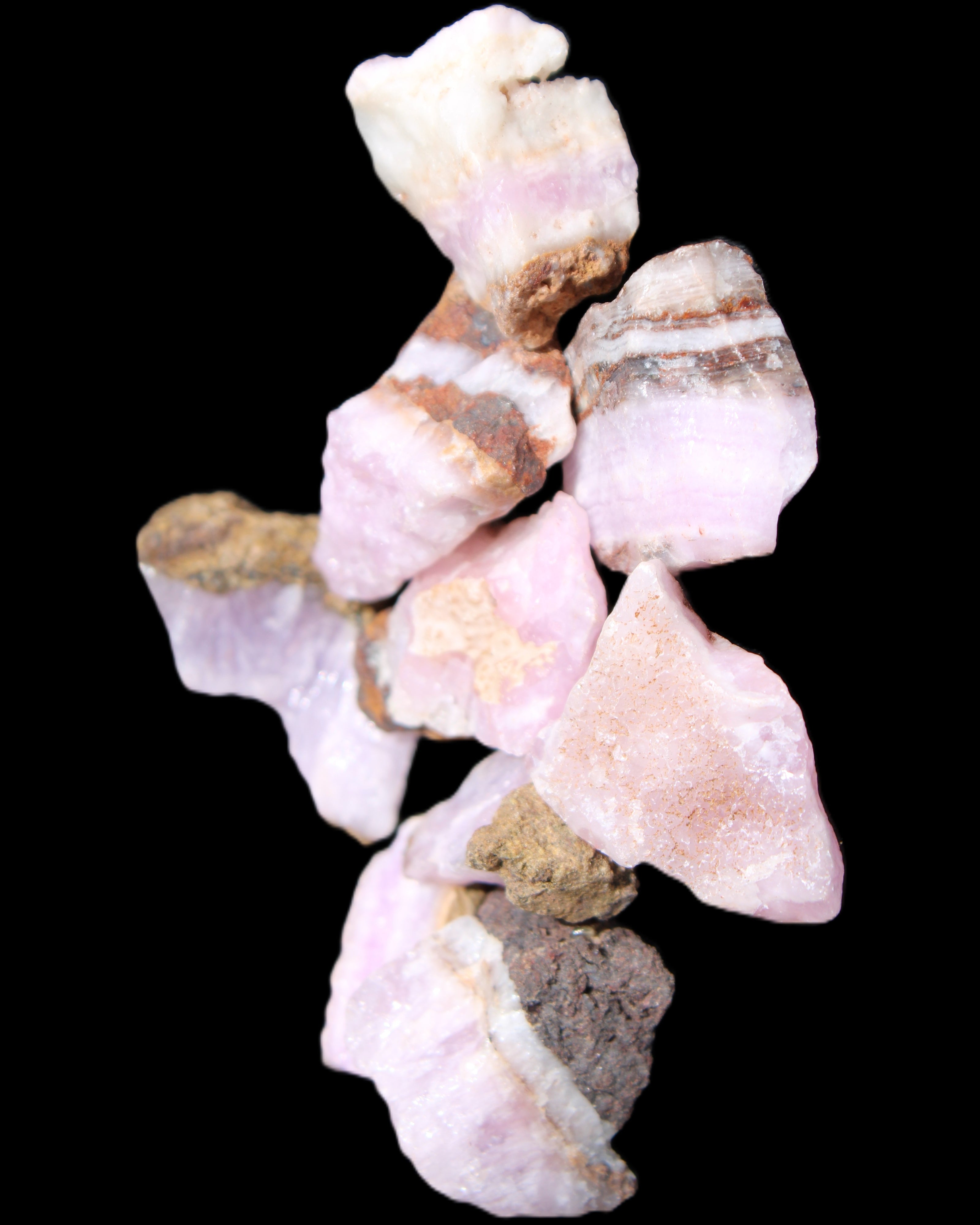 Pink Aragonite 9 small stones 23-35mm 77g in UV light - Rocks and Things Store