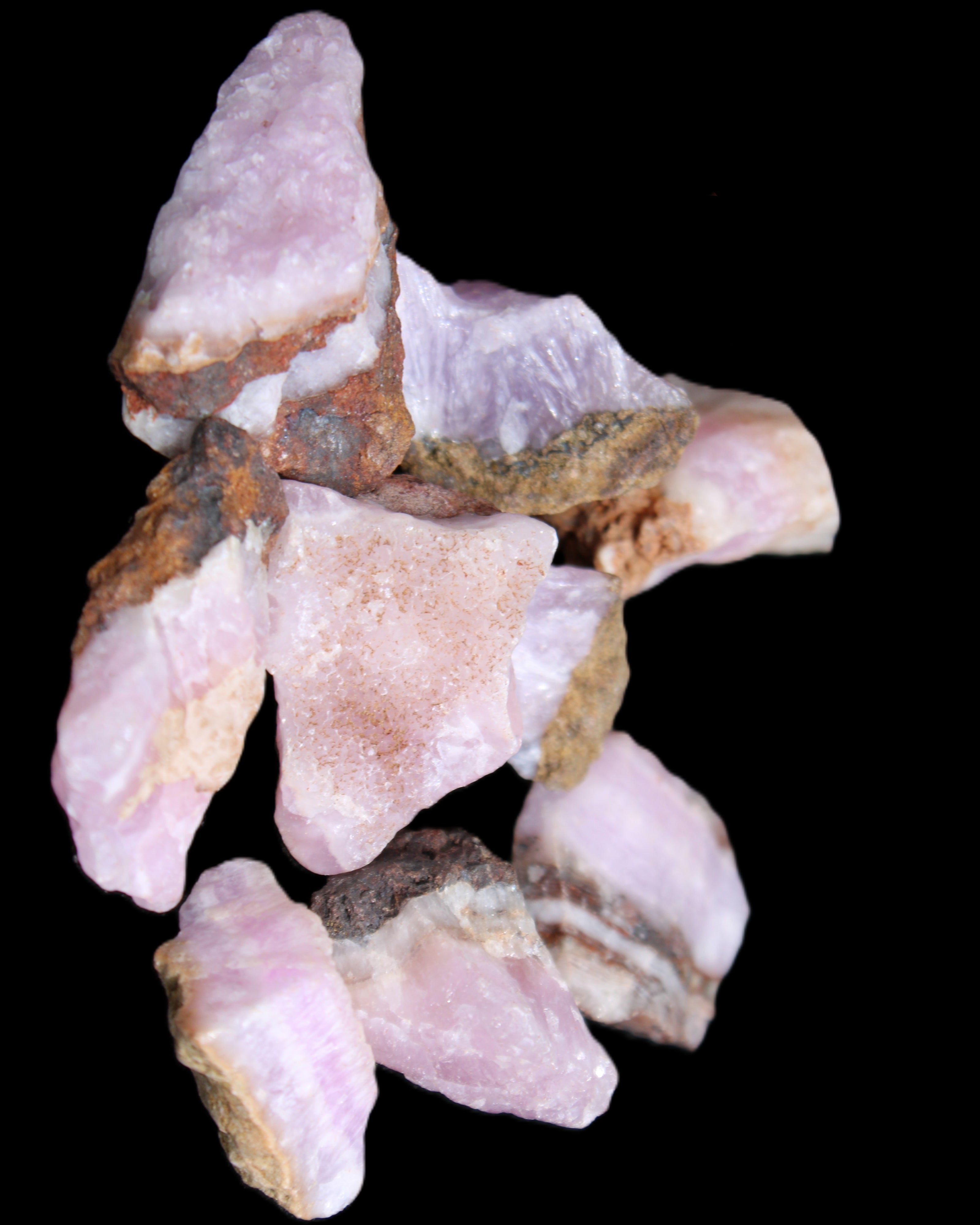 Pink Aragonite 9 small stones 23-35mm 77g in UV light - Rocks and Things Store