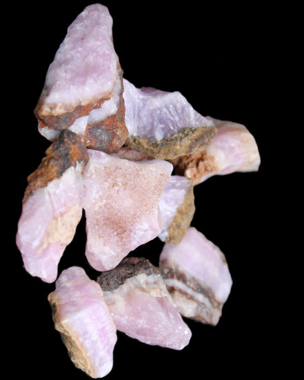 Pink Aragonite 9 small stones 23-35mm 77g in UV light - Rocks and Things Store