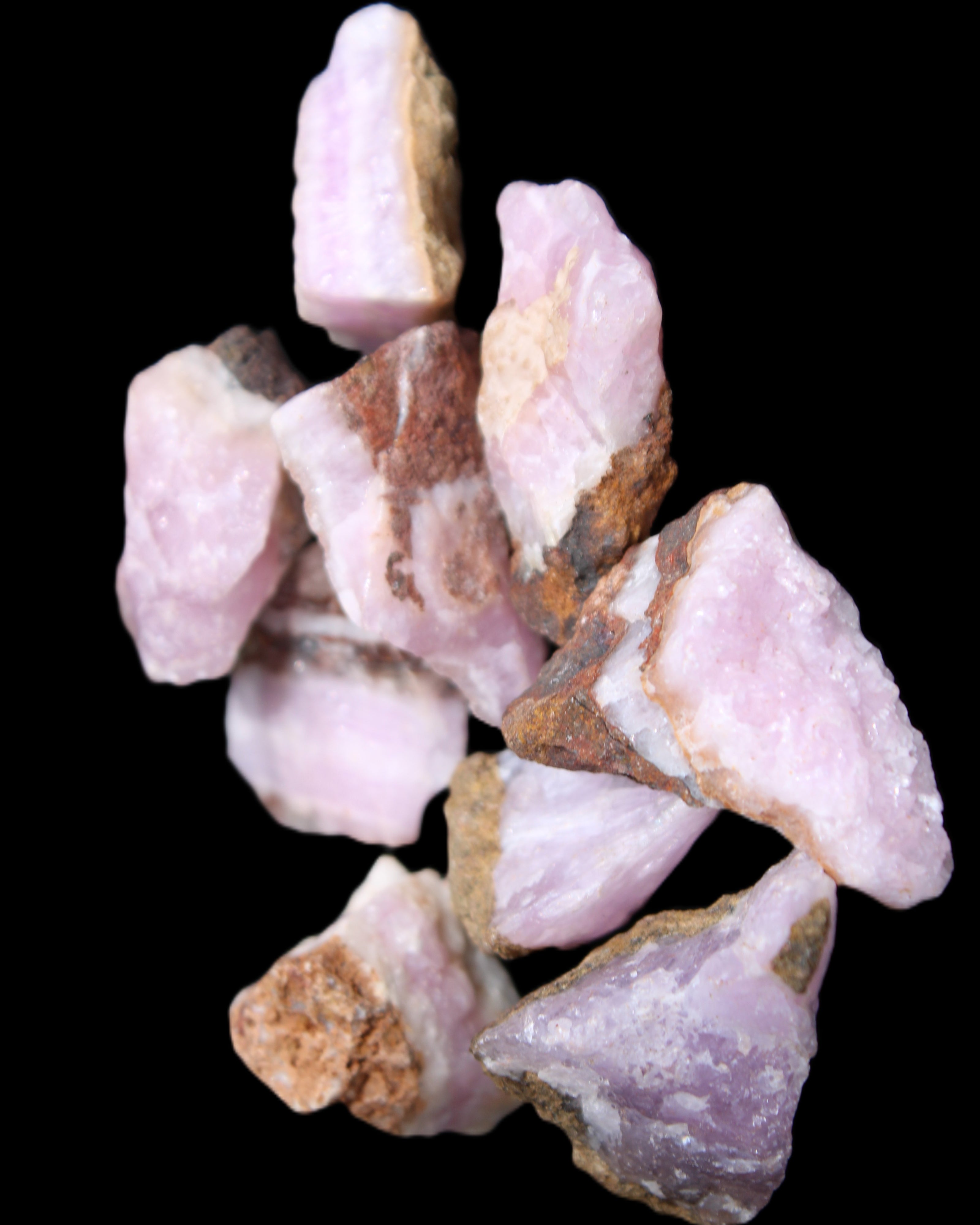 Pink Aragonite 9 small stones 23-35mm 77g in UV light - Rocks and Things Store