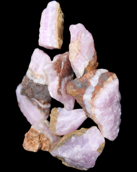 Pink Aragonite 9 small stones 23-35mm 77g in UV light - Rocks and Things Store