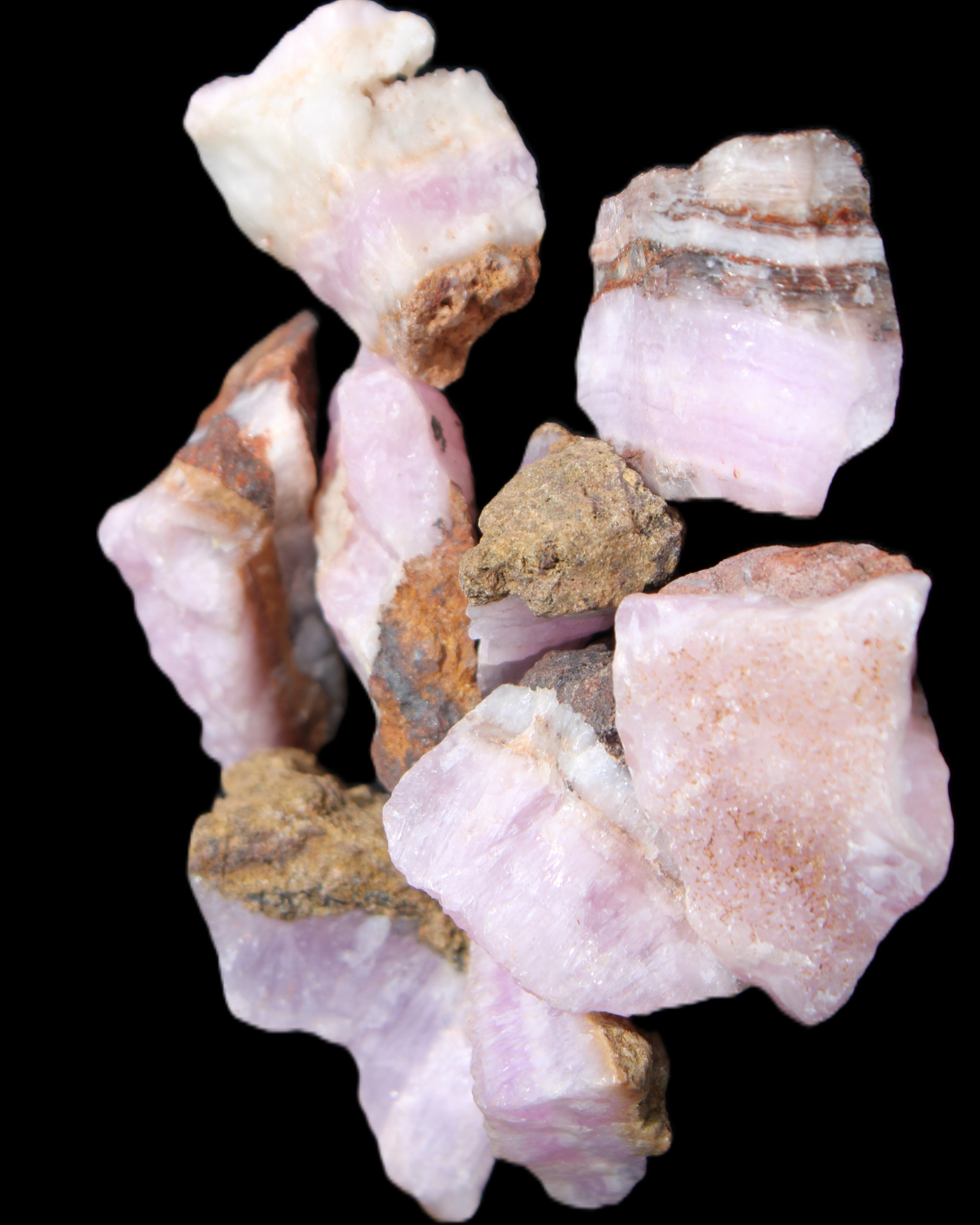 Pink Aragonite 9 small stones 23-35mm 77g in UV light - Rocks and Things Store