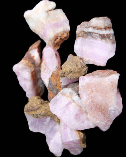 Pink Aragonite 9 small stones 23-35mm 77g in UV light - Rocks and Things Store
